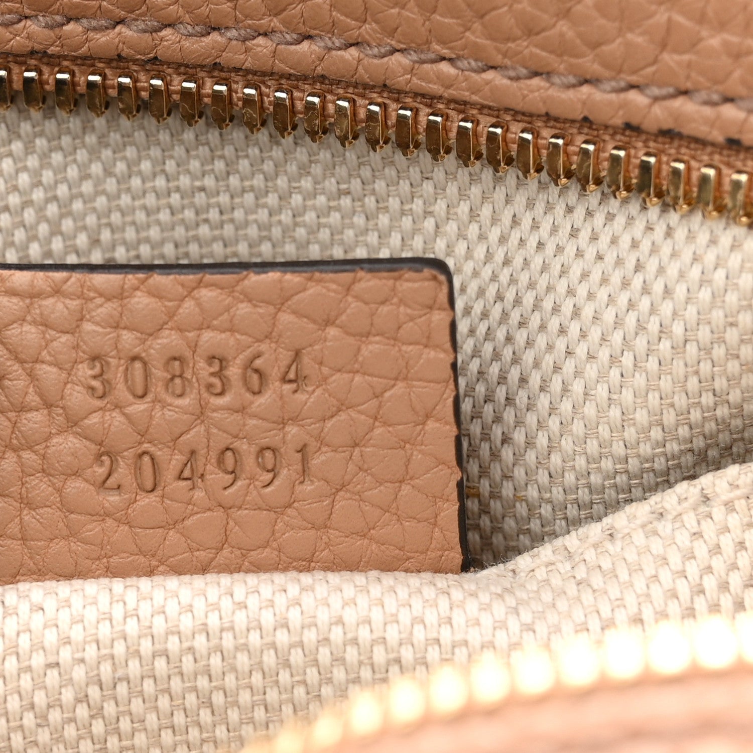 Gucci Pebbled Calfskin Small Soho Disco Bag Camelia
