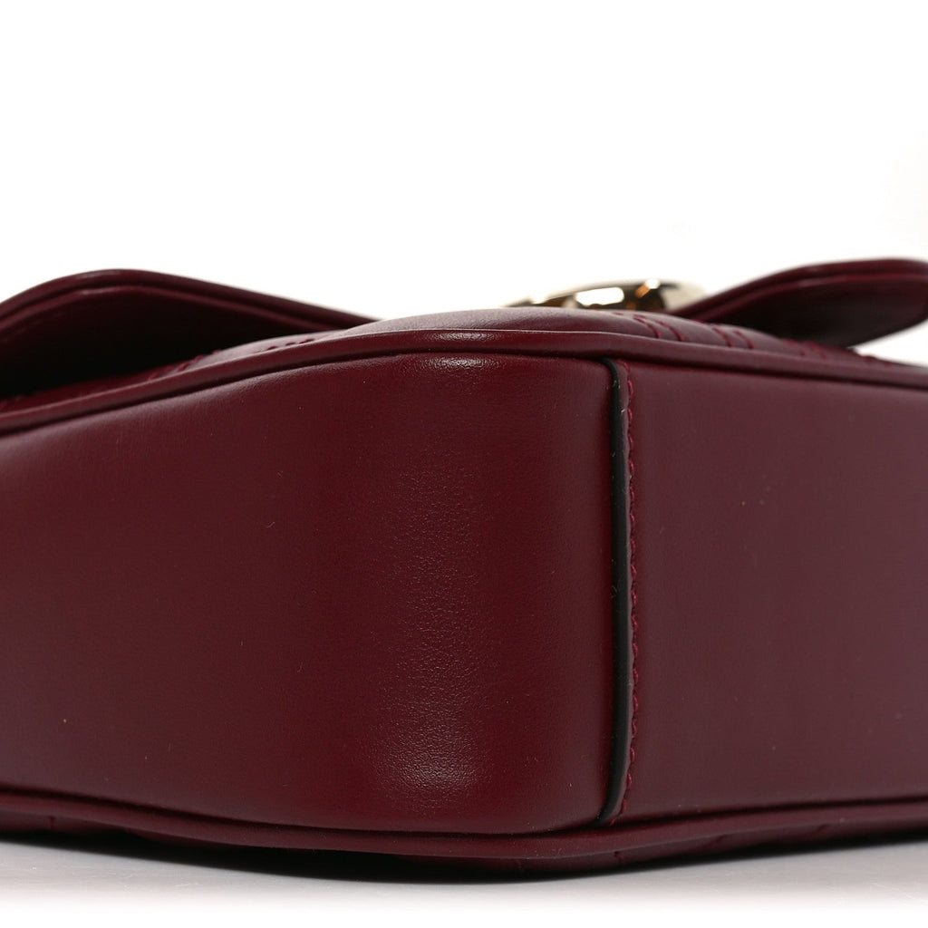 Gucci Calfskin Matelasse Mini GG Marmont Shoulder Bag Rosso Ancora