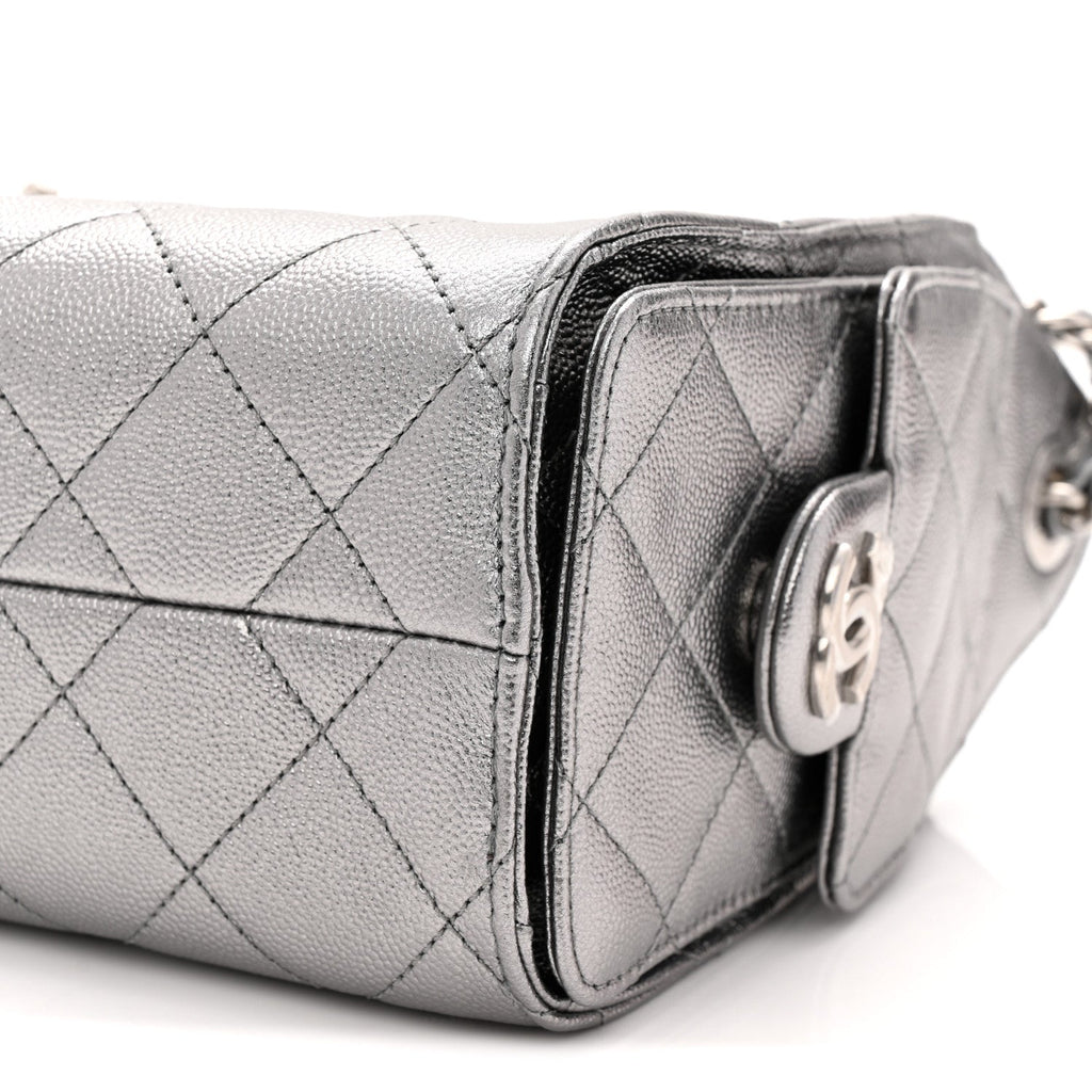Chanel Metallic Caviar Quilted Mini Chanel 25 Handbag Anthracite