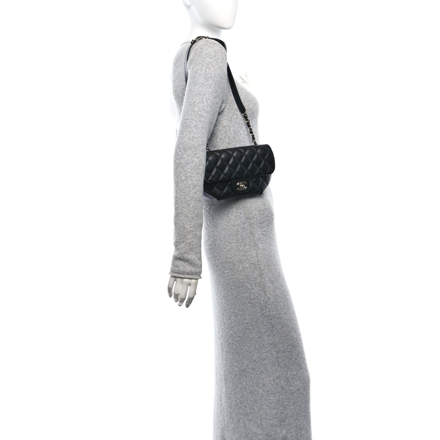 Chanel Calfskin Quilted CC Uniform Flap Belt Bag Black