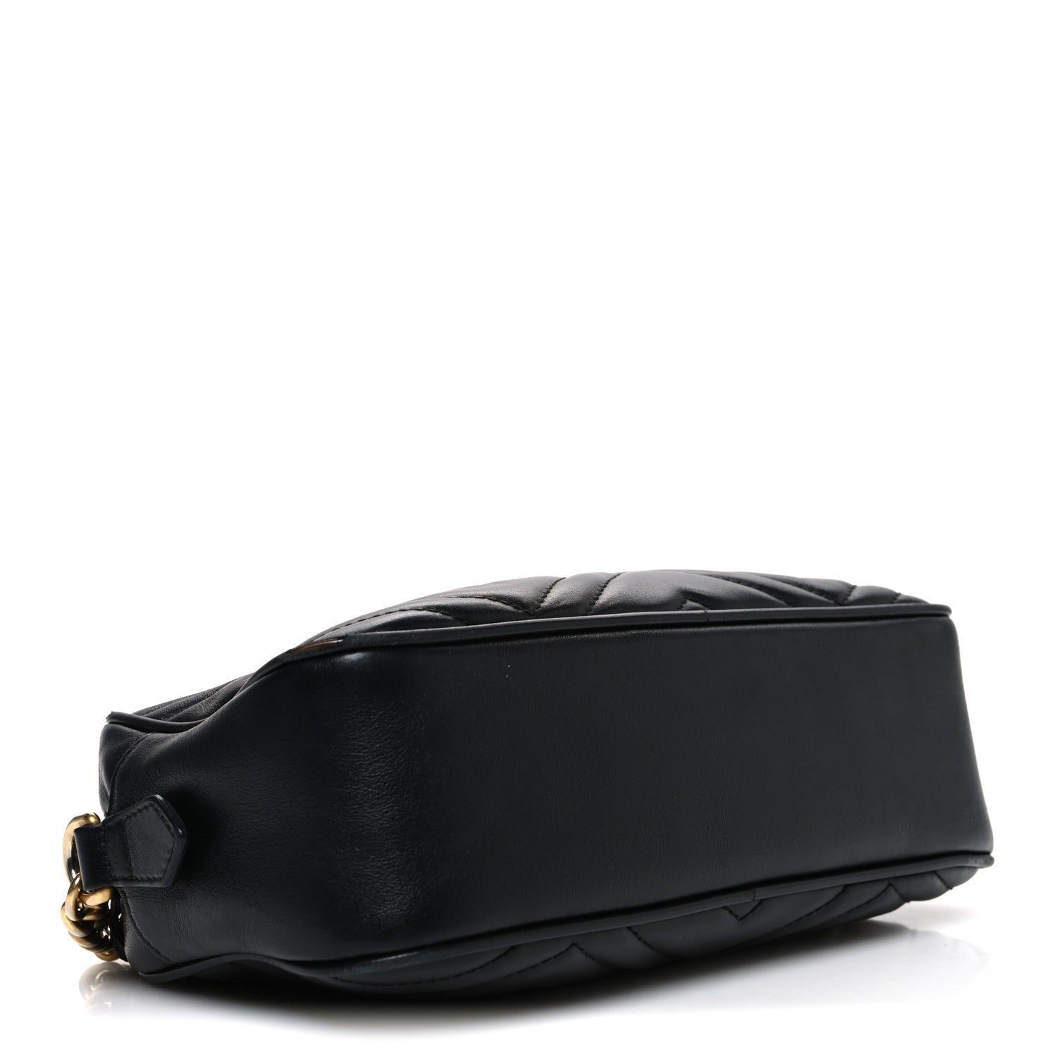 Gucci Calfskin Matelasse Small GG Marmont Chain Shoulder Bag Black
