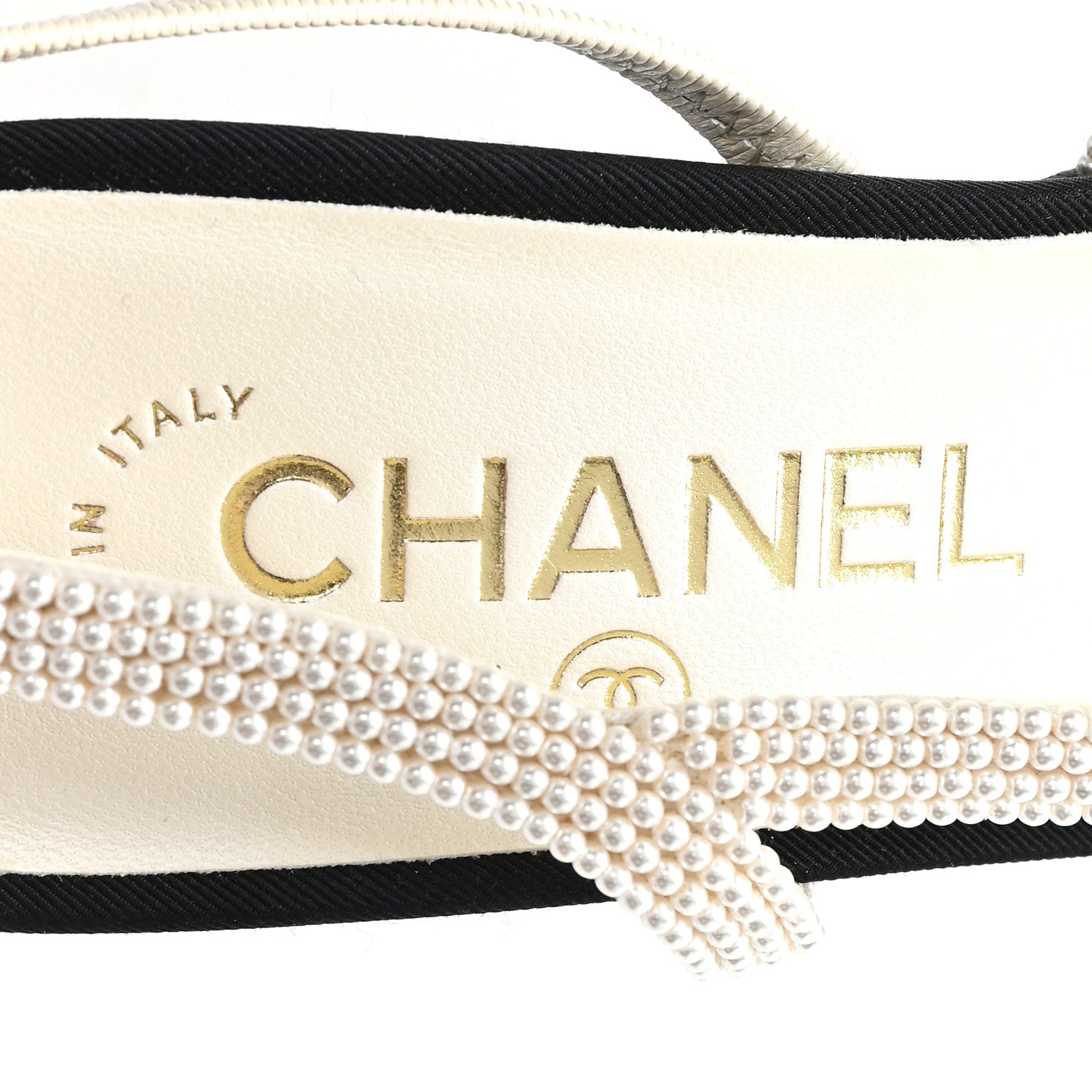 Pearl Patent Cap Toe CC Slingback Pumps 37 Ivory Black