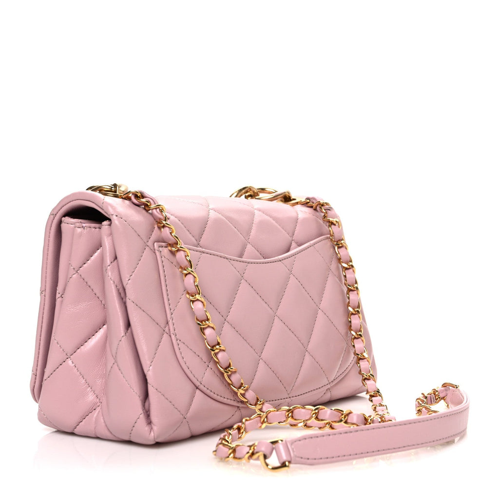 Chanel Lambskin Quilted Medium Color Match Flap Light Pink