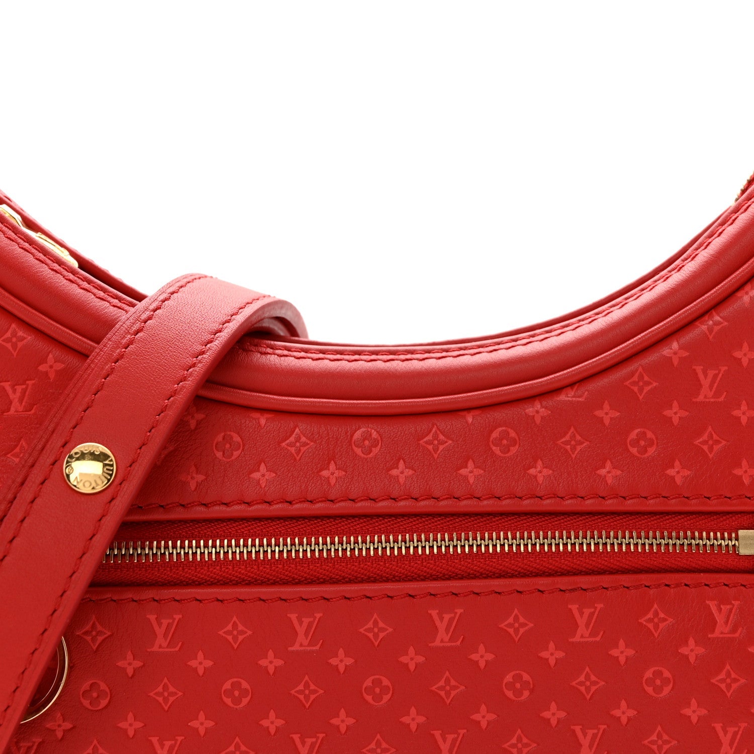 Louis Vuitton Calfskin Nanogram Embossed Loop PM Rouge