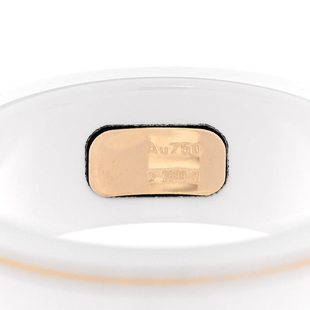 Gucci 18K Yellow Gold Zirconia 7mm Icon Band Ring 53 6.5 White