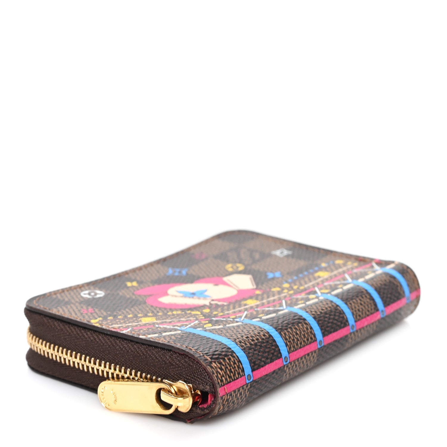 Louis Vuitton Damier Ebene 2020 Christmas Animation Roller Coaster Zippy Coin Purse Pivoine