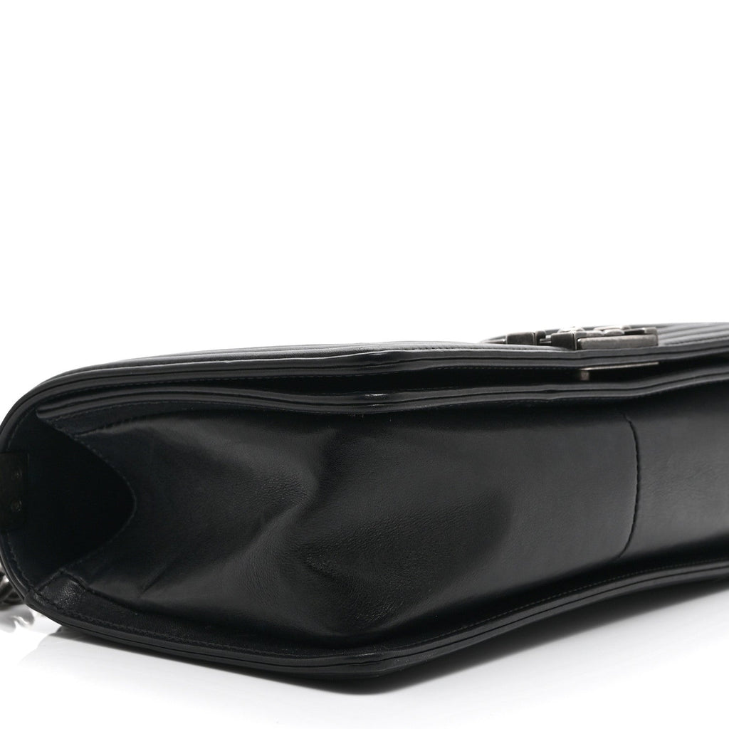 Chanel Calfskin Crystal Studded Quilted Medium Boy Flap  Black