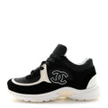 Fabric Calfskin Suede CC Sneakers 36.5 Black White