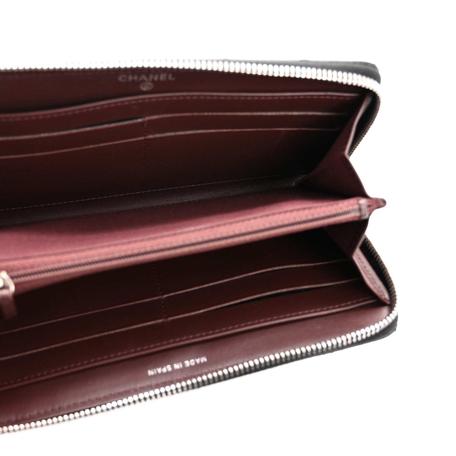 Caviar Quilted Large Gusset Zip Around Wallet Black