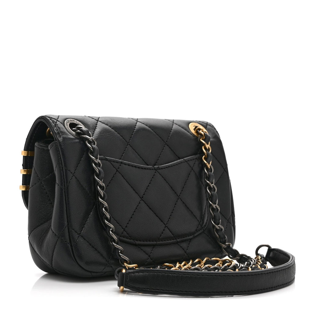 Chanel Lambskin Quilted Mini Coco Clips Single Flap Black