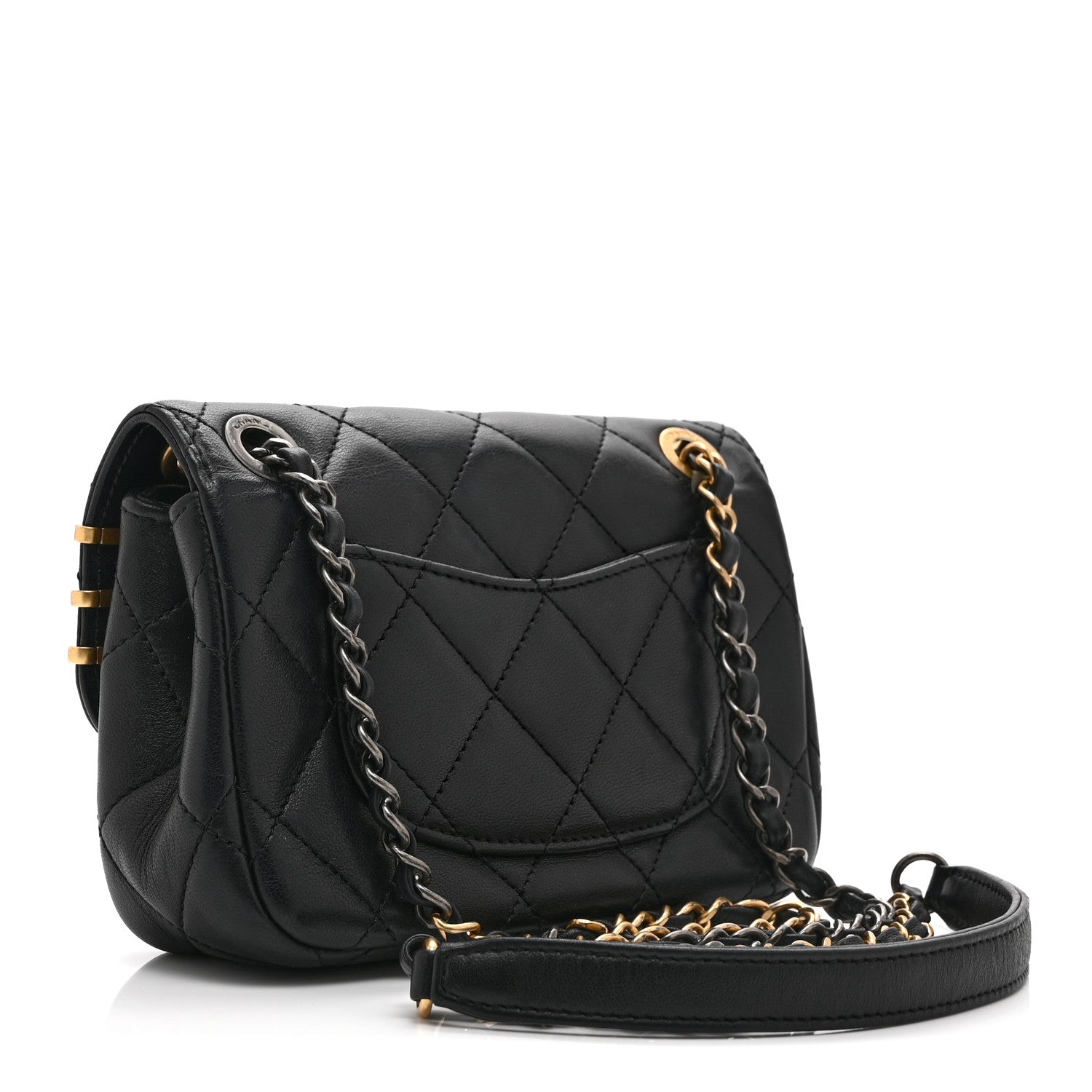Chanel Lambskin Quilted Mini Coco Clips Single Flap Black