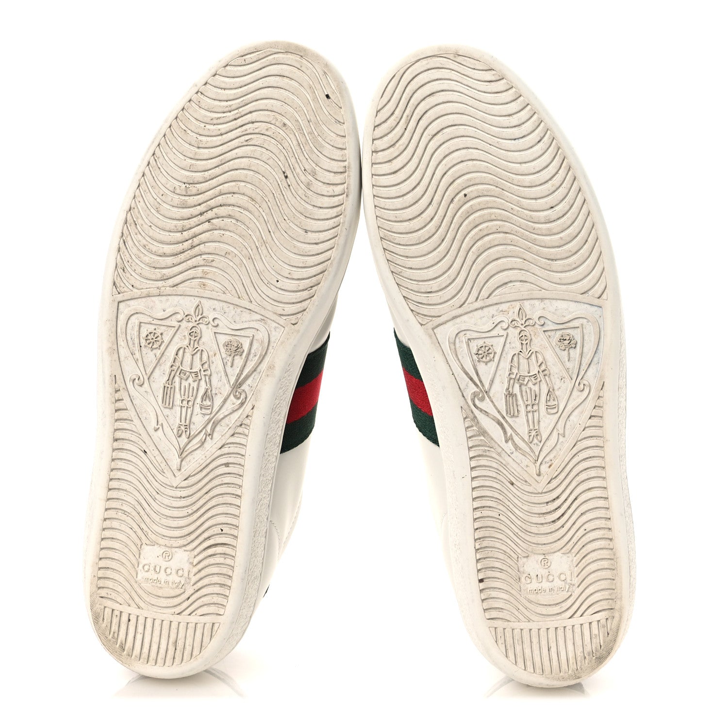 Gucci Calfskin Crocodile Web Womens Ace Sneakers 39 White Green