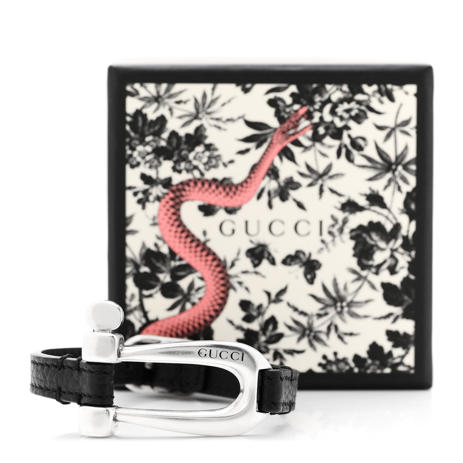 Gucci Sterling Silver Calfskin Horsebit Bracelet