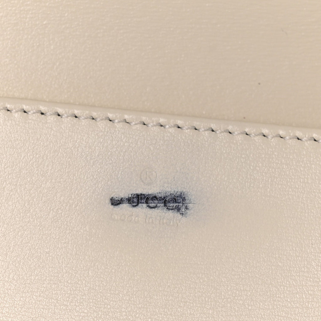 Gucci Boarded Plutone Calfskin Horsebit 1955 Wallet On Chain Mystic White