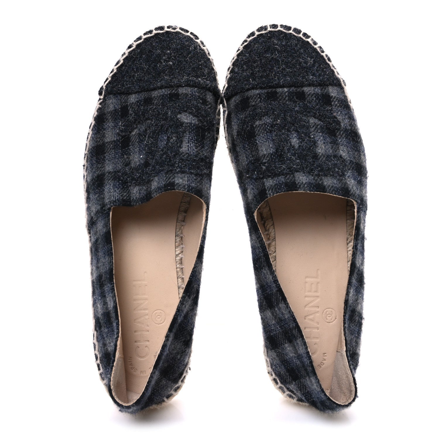 Plaid Fabric CC Espadrilles 38 Grey