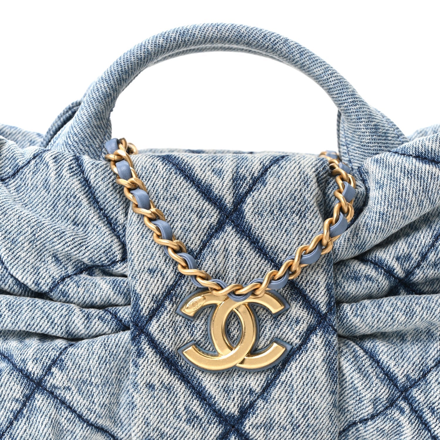Chanel Washed Denim Quilted Mini Bow Bag Blue