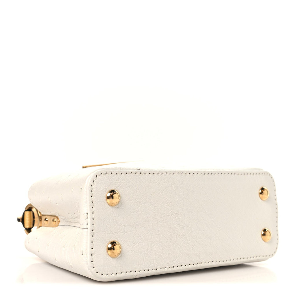 Louis Vuitton Iridescent Ostrich Capucines Mini White Gold