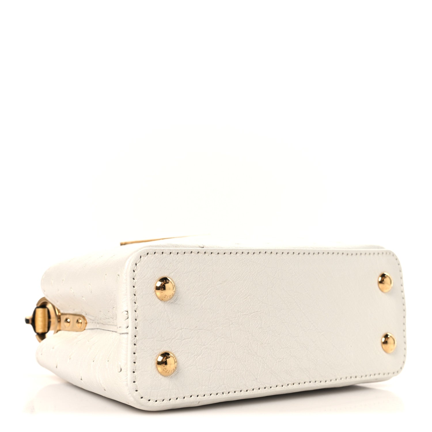 Louis Vuitton Iridescent Ostrich Capucines Mini White Gold