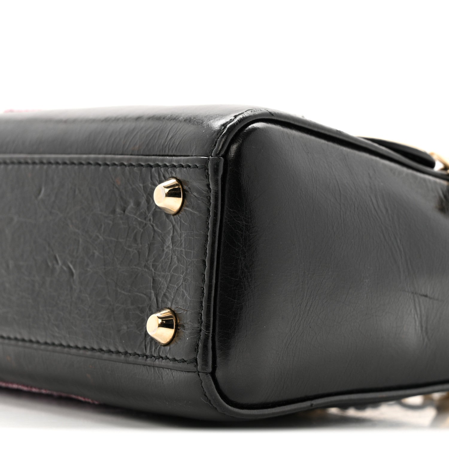 Christian Dior Calfskin Beaded Mini Lady Dior Black