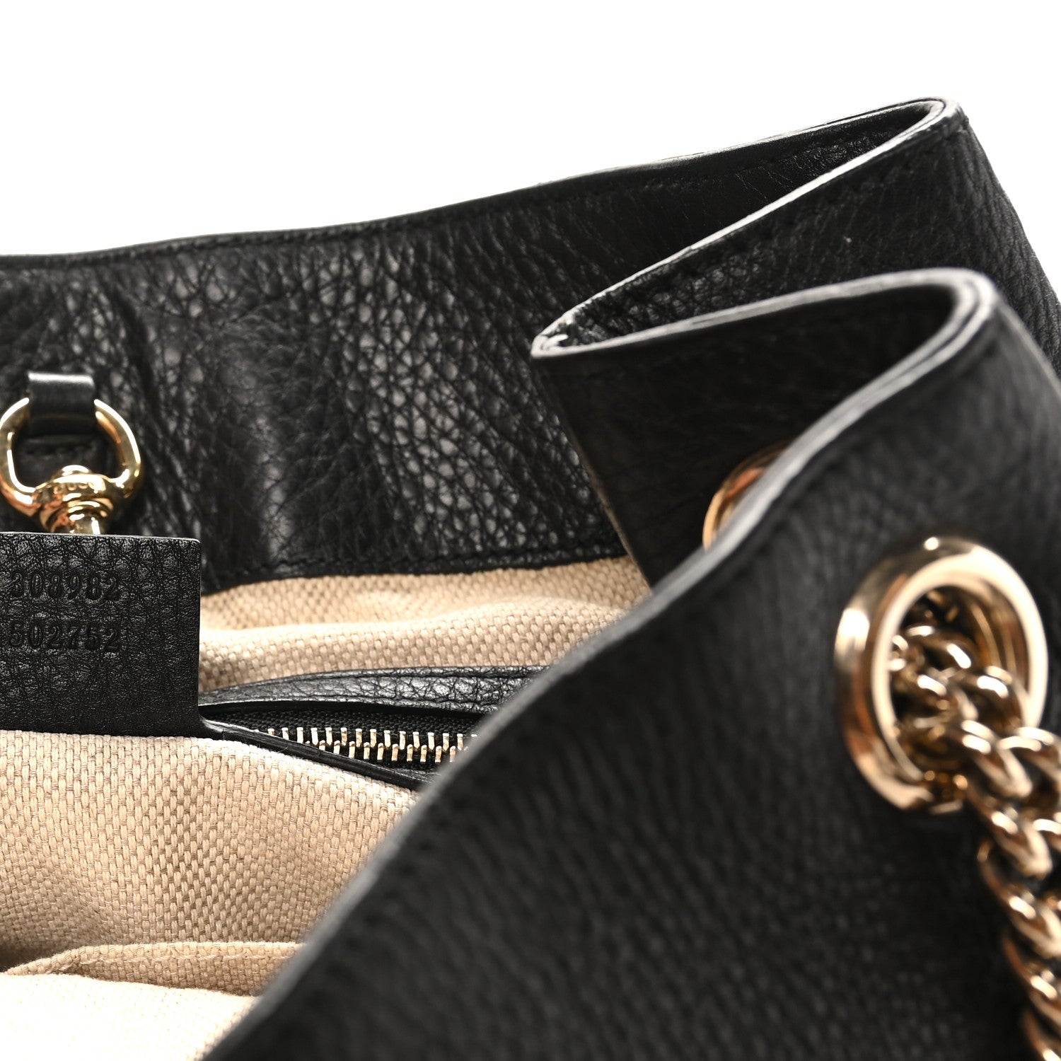 Gucci Pebbled Calfskin Medium Soho Chain Shoulder Bag Black