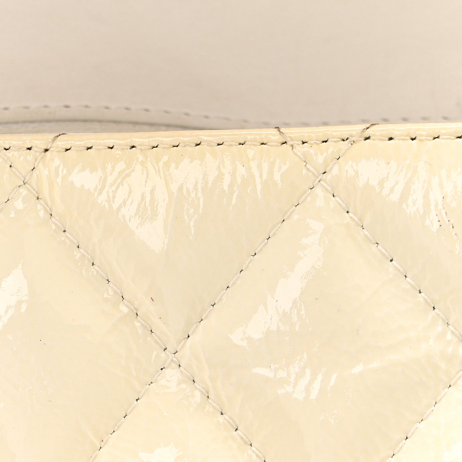 Chanel Distressed Patent Jumbo Single Flap White