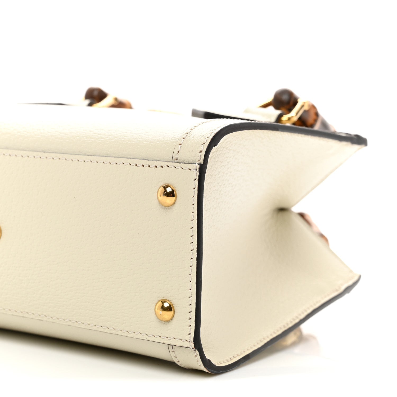 Gucci Textured Calfskin Web Mini Diana Tote Bag Mystic White