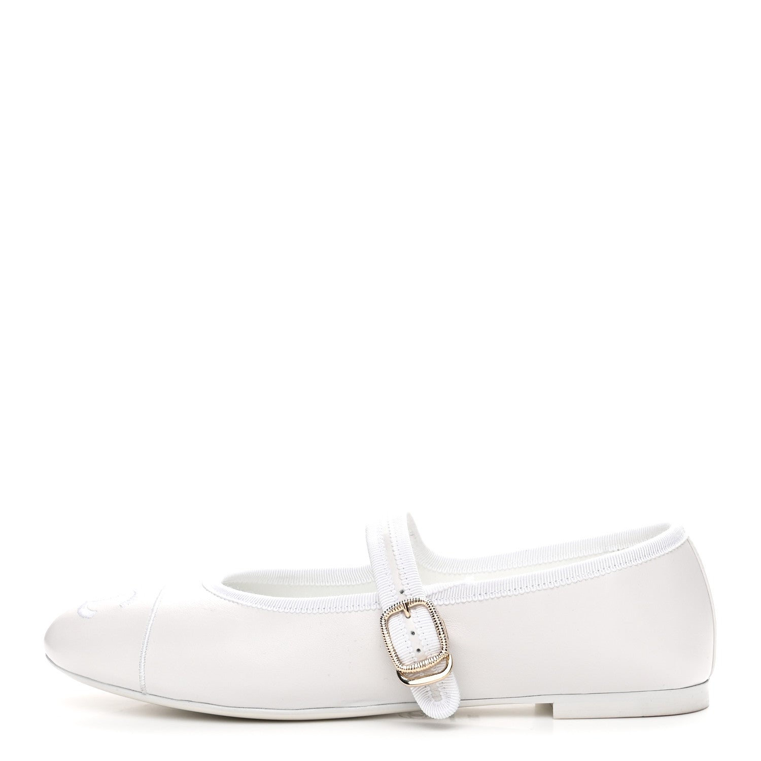 Lambskin Mary Jane Flats 38.5 White