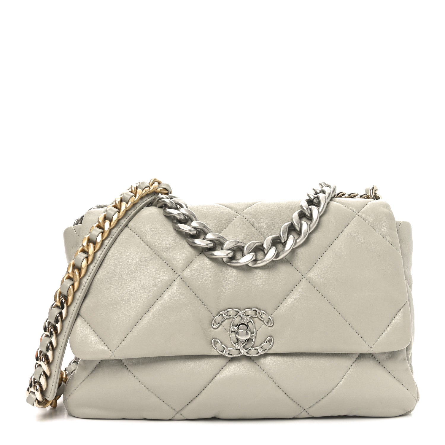 Chanel Lambskin Quilted Large Chanel 19 Flap Grey