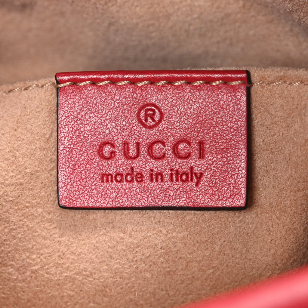 Gucci Calfskin Matelasse Mini GG Marmont Chain Shoulder Bag Hibiscus Red