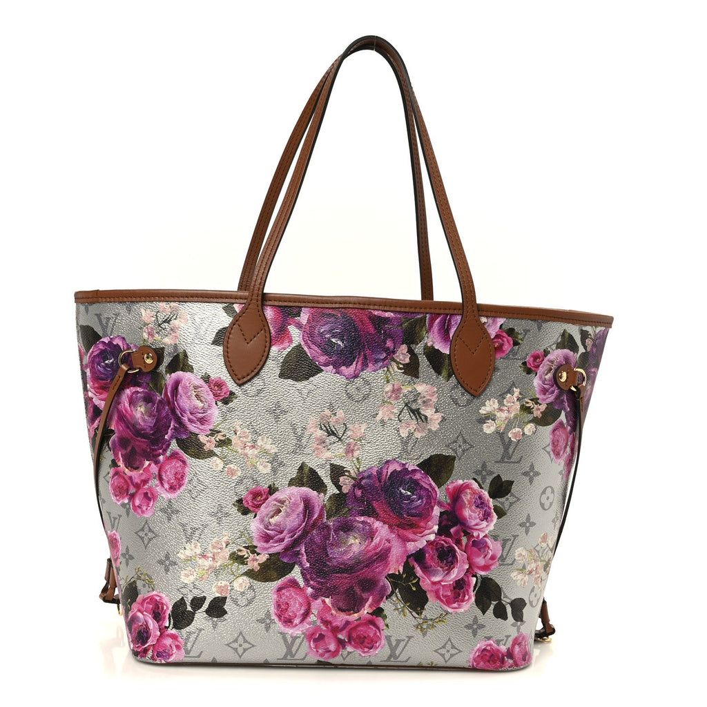 Louis Vuitton Metallic Monogram LV Garden Neverfull MM Silver