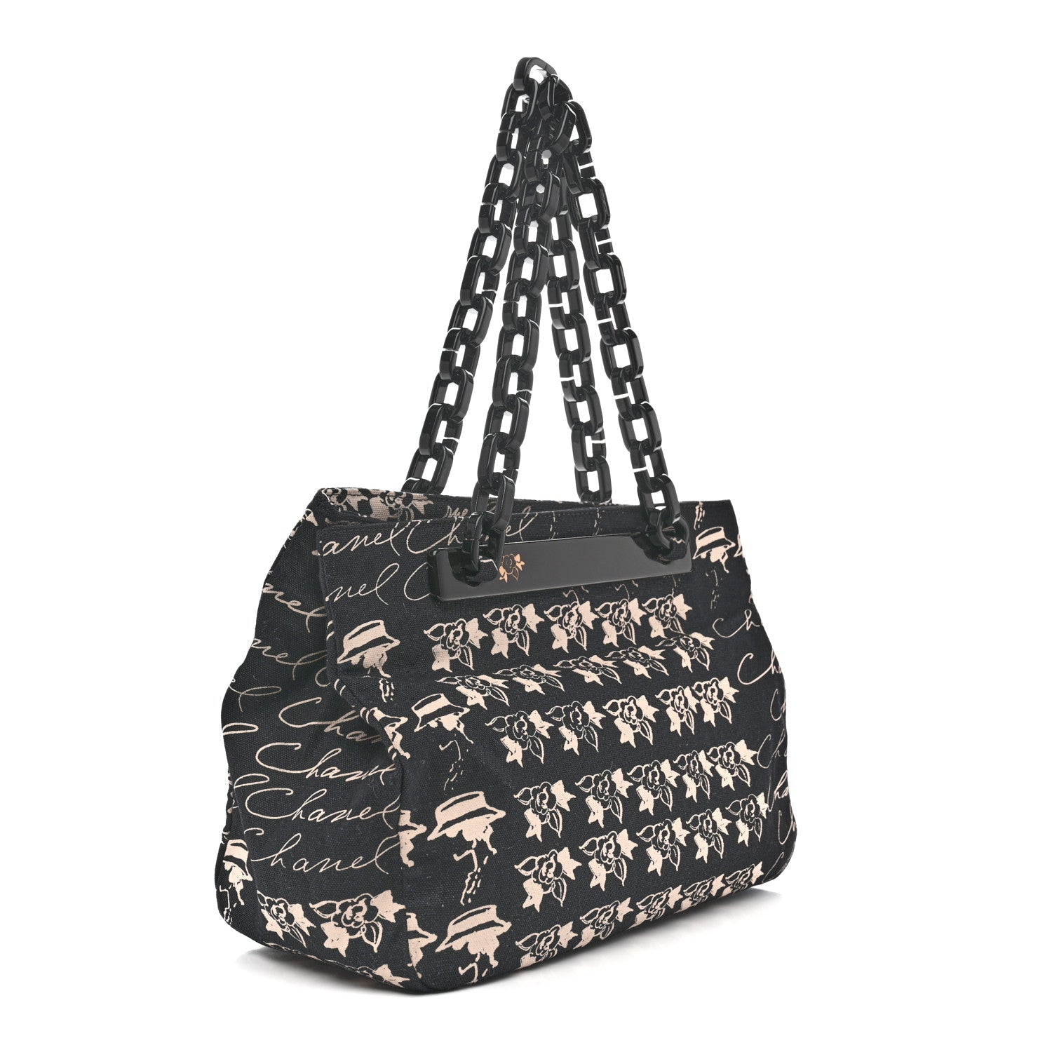 Chanel Canvas Camellia Flower Tote Black