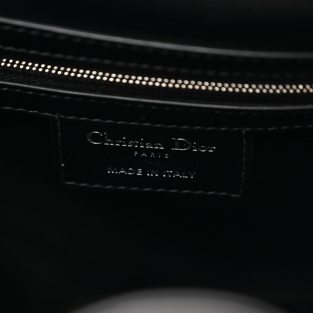 Christian Dior Crinkled Calfskin Macrocannage Medium D-Motion Bag Black