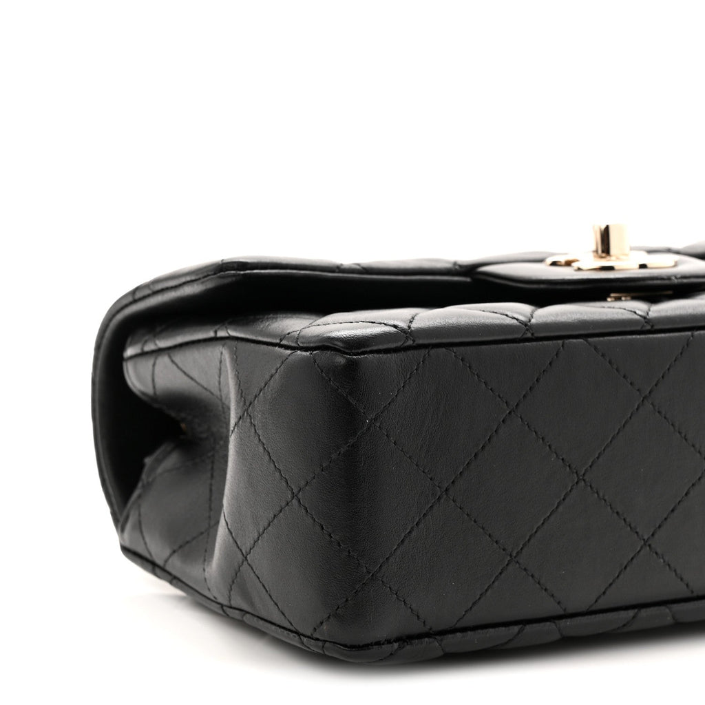 Chanel Lambskin Quilted Mini Rectangular Flap Black