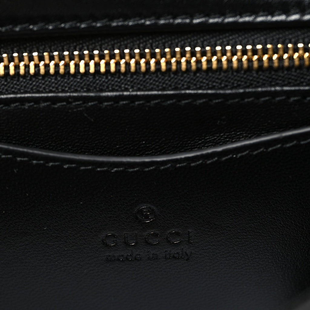 Gucci Lambskin Small GG Milano Top Handle Shoulder Bag Black