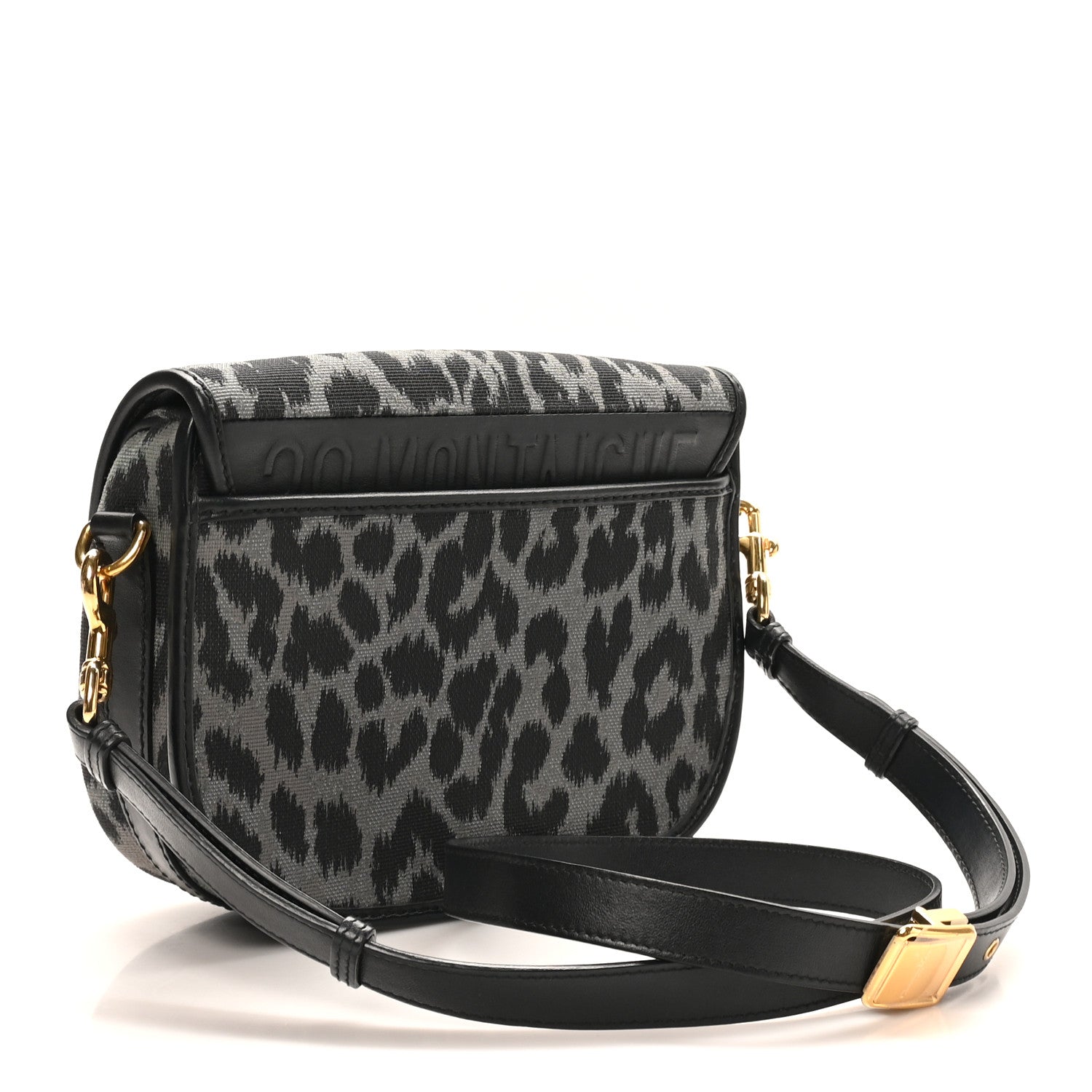 Christian Dior Canvas Mizza Embroidered Medium Bobby Flap Grey Black