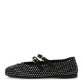 Prada Suede Crystal Studded Ballerina Flats 37 Black