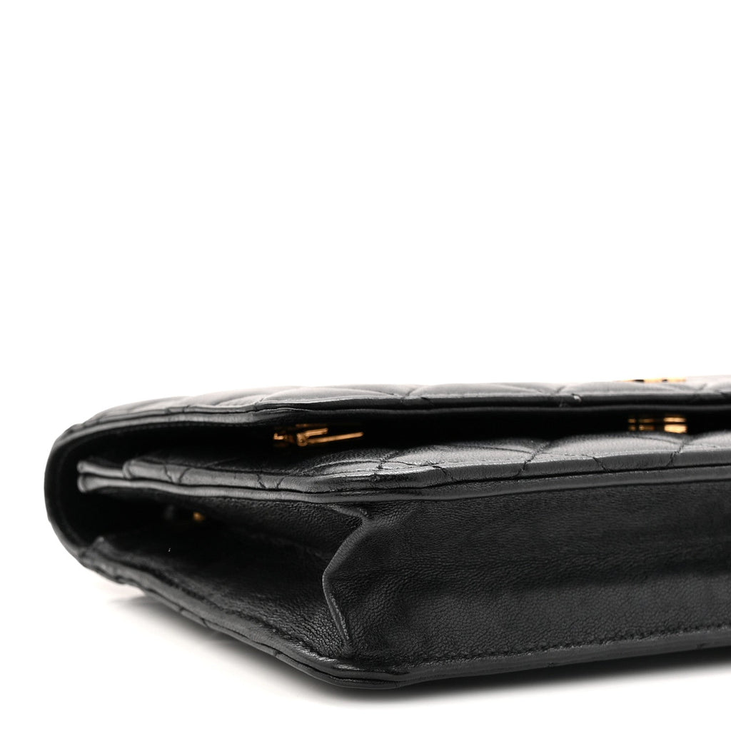 Chanel Lambskin Quilted Wallet On Chain WOC Black