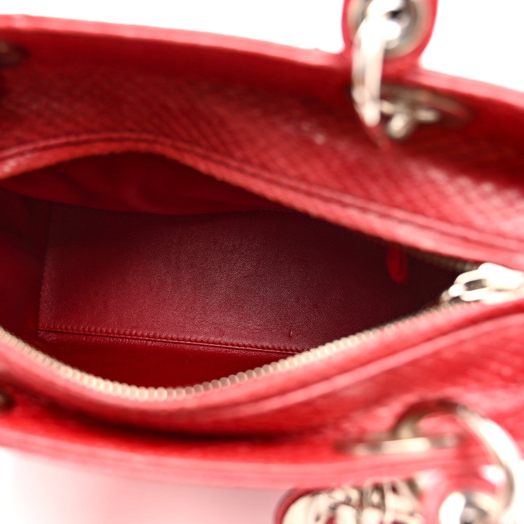 Christian Dior Snakeskin Medium Lady Dior Pink