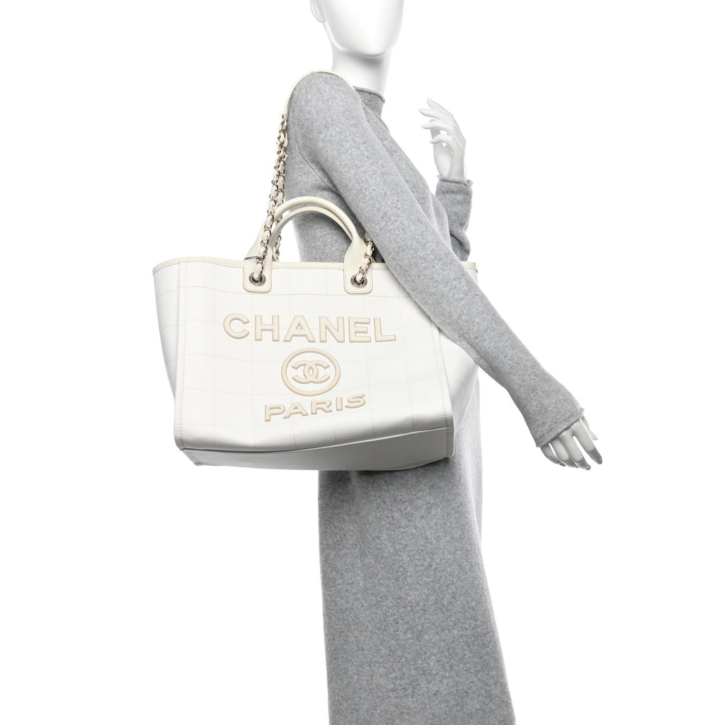 Chanel Cotton Medium Deauville Tote White