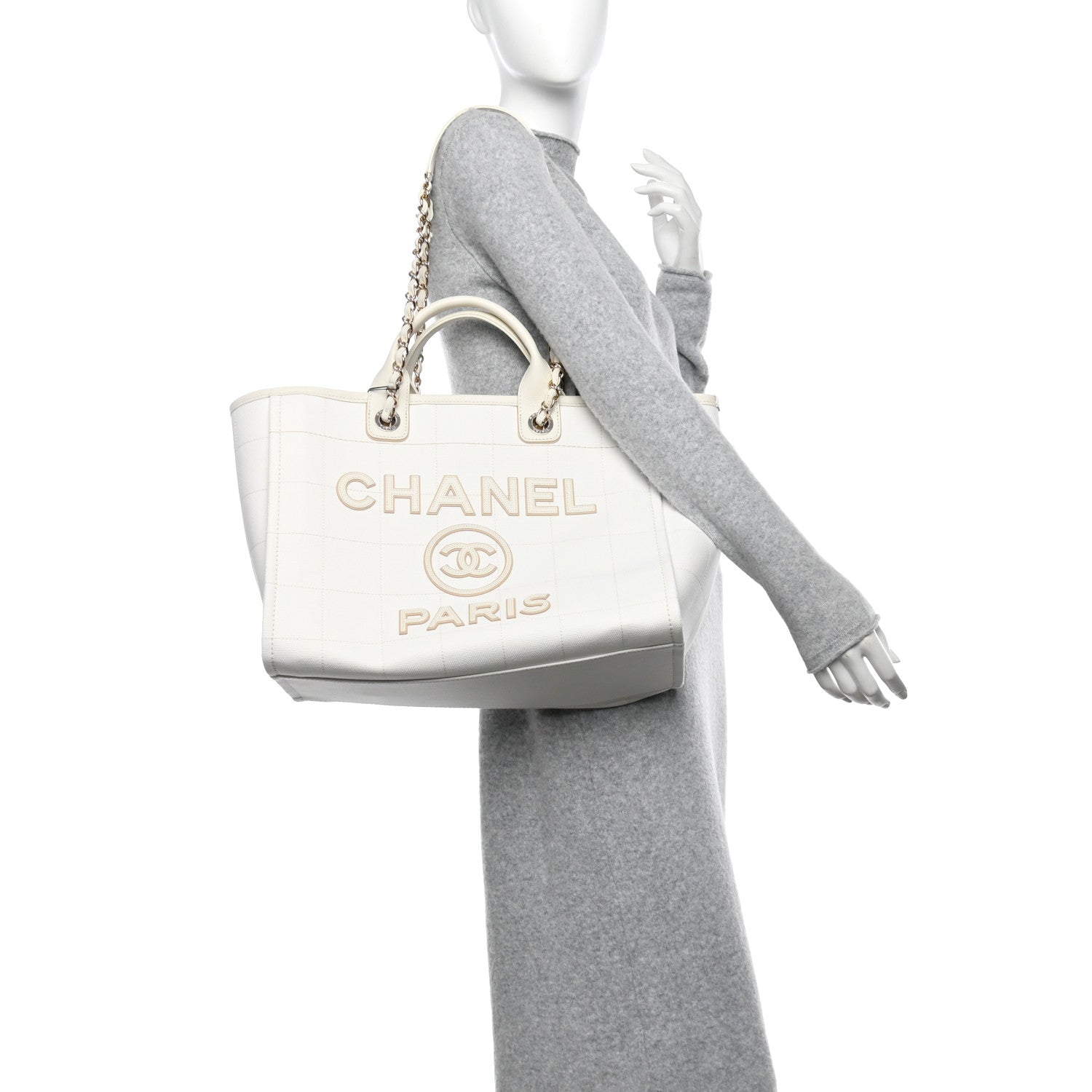 Chanel Cotton Medium Deauville Tote White