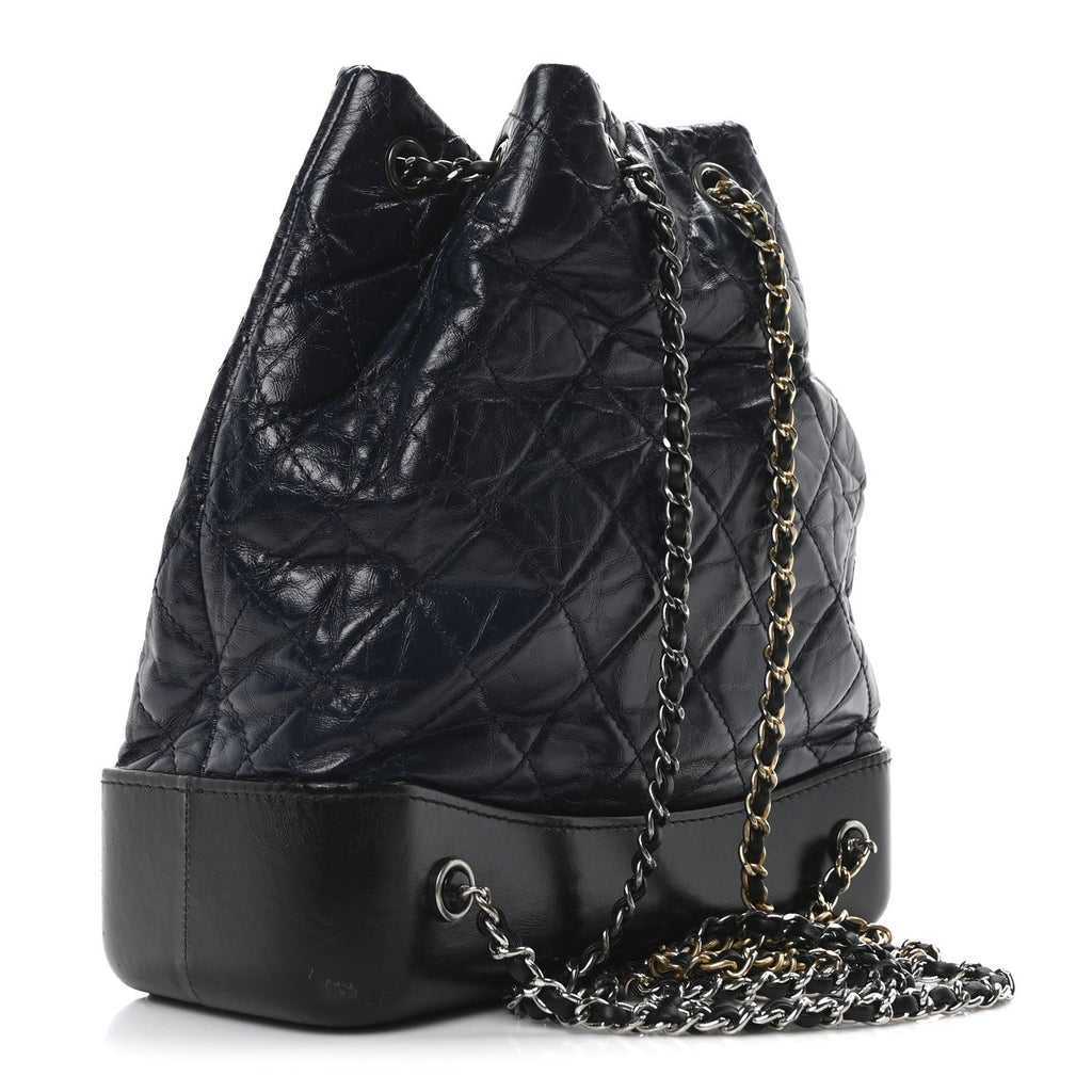 Chanel Aged Calfskin Quilted Small Gabrielle Backpack Blue Black