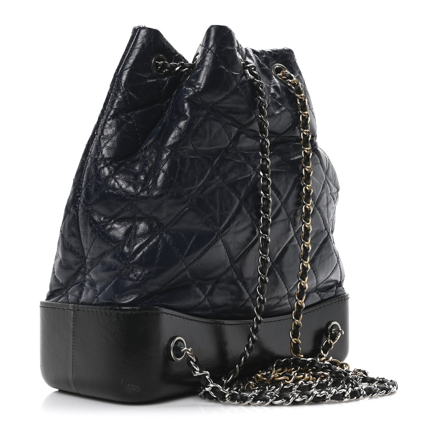 Chanel Aged Calfskin Quilted Small Gabrielle Backpack Blue Black