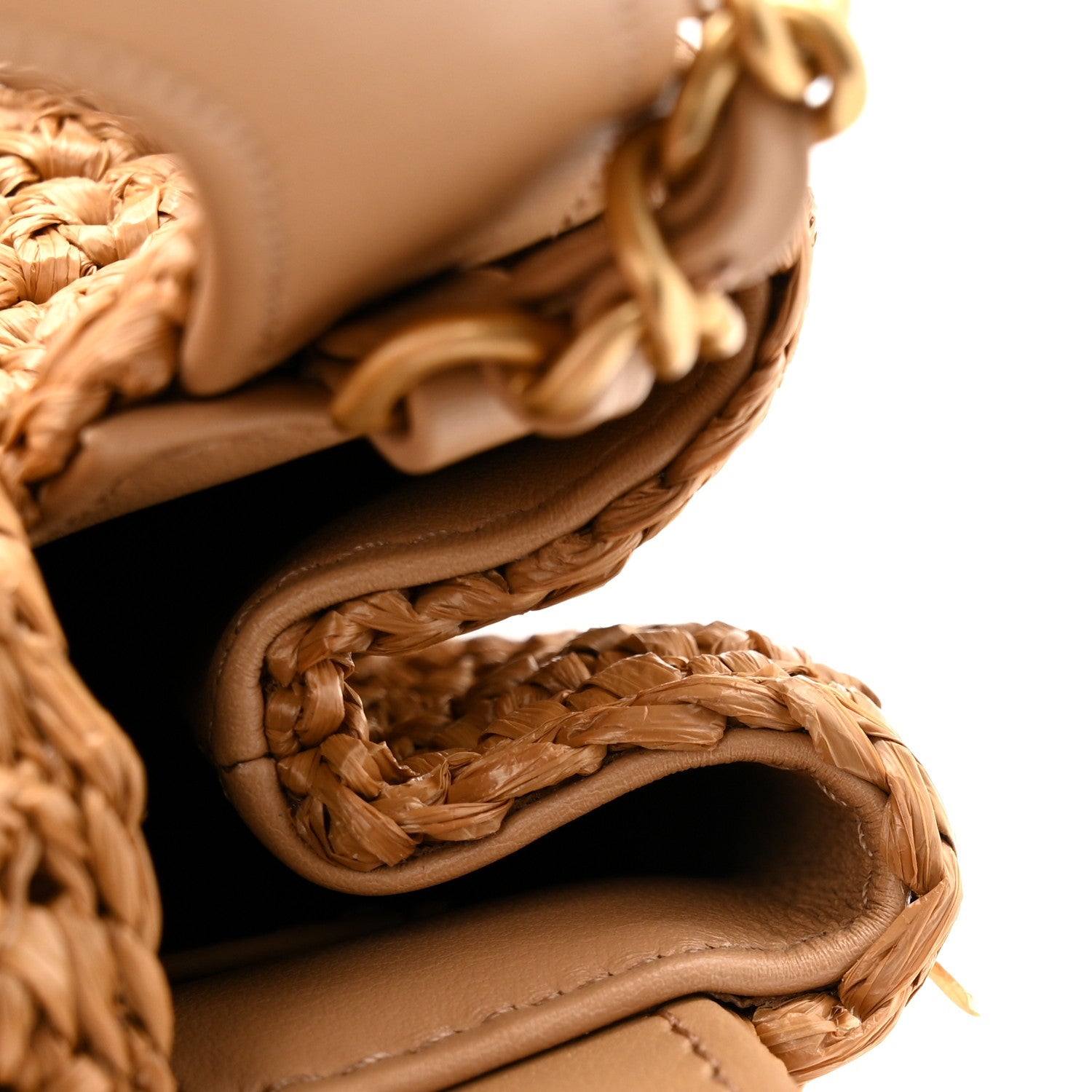 Chanel Braided Raffia Nano Kelly Flap Bag Dark Beige