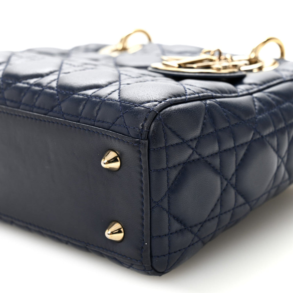 Christian Dior Lambskin Cannage Small Lucky Badges My Lady Dior Navy