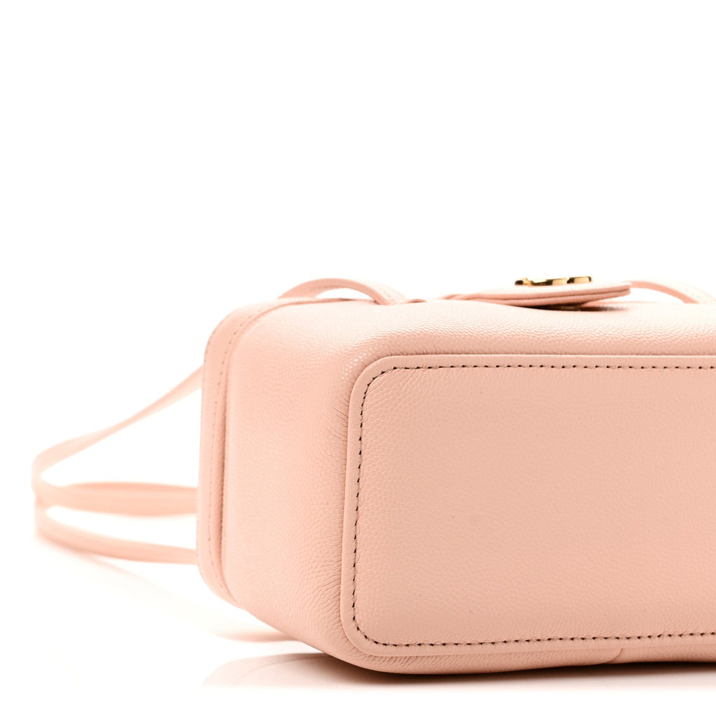 Chanel Shiny Caviar Preppy Coco Long Vanity With Strap Light Pink
