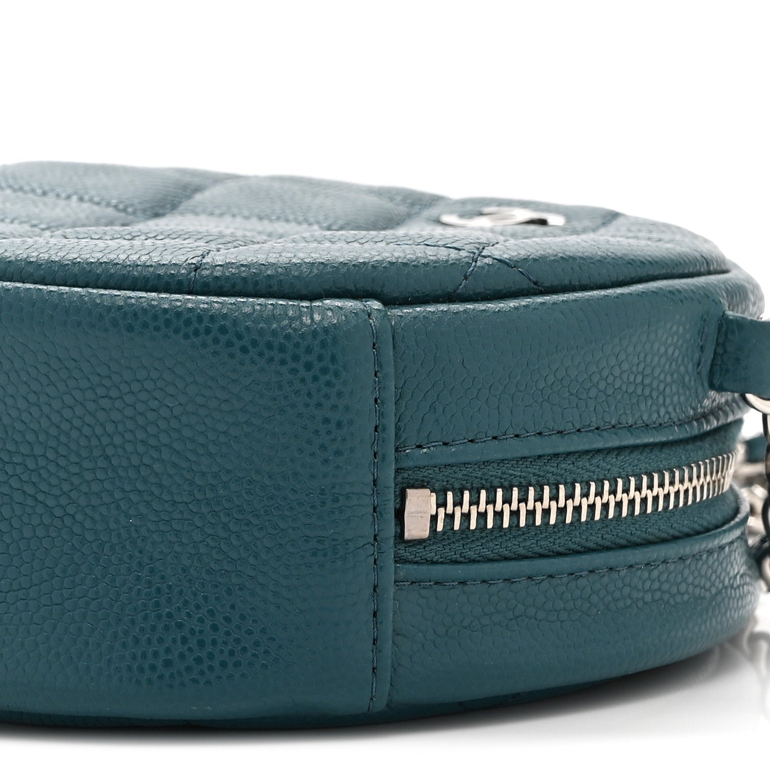 Chanel Caviar Quilted Round Clutch With Chain Green