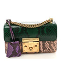 Gucci Snakeskin Small Padlock Shoulder Bag Green Pink Purple