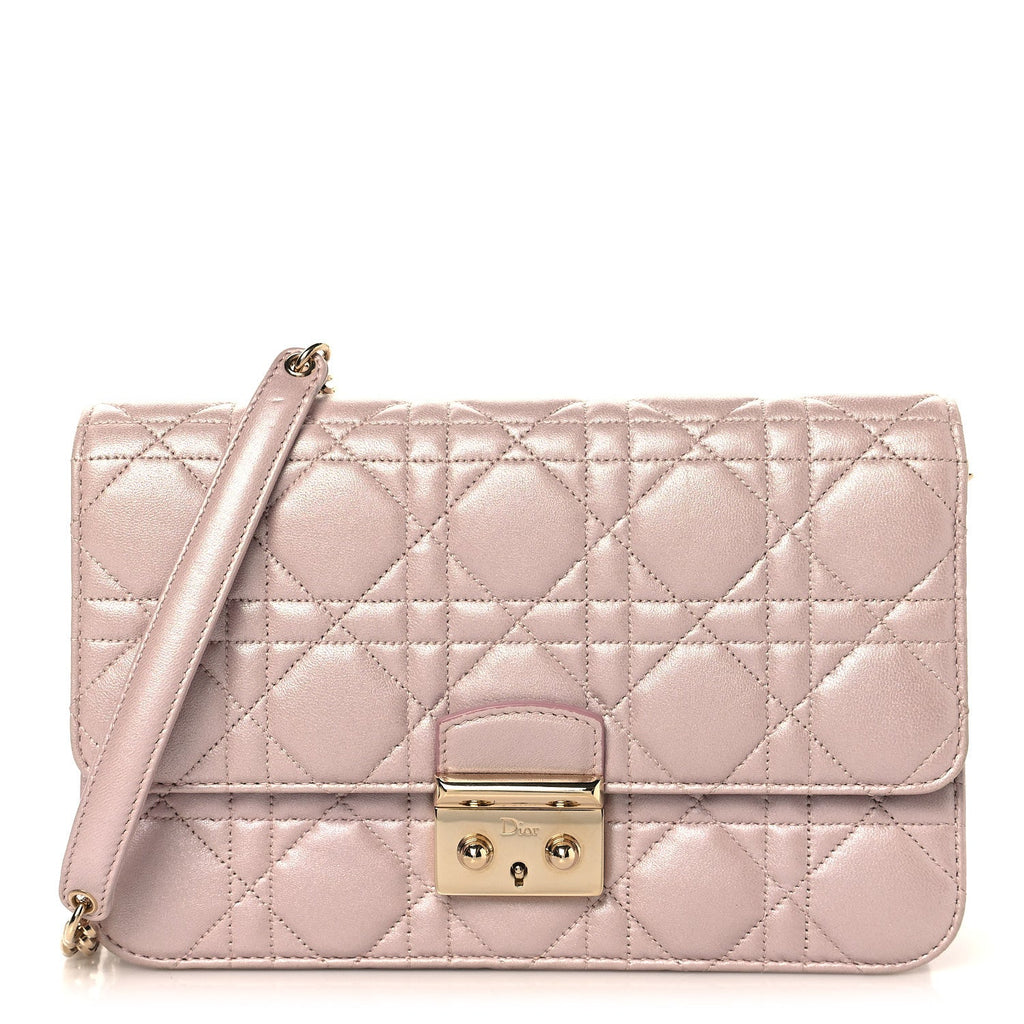 Christian Dior Pearly Lambskin Cannage Miss Dior Promenade Pouch Lotus