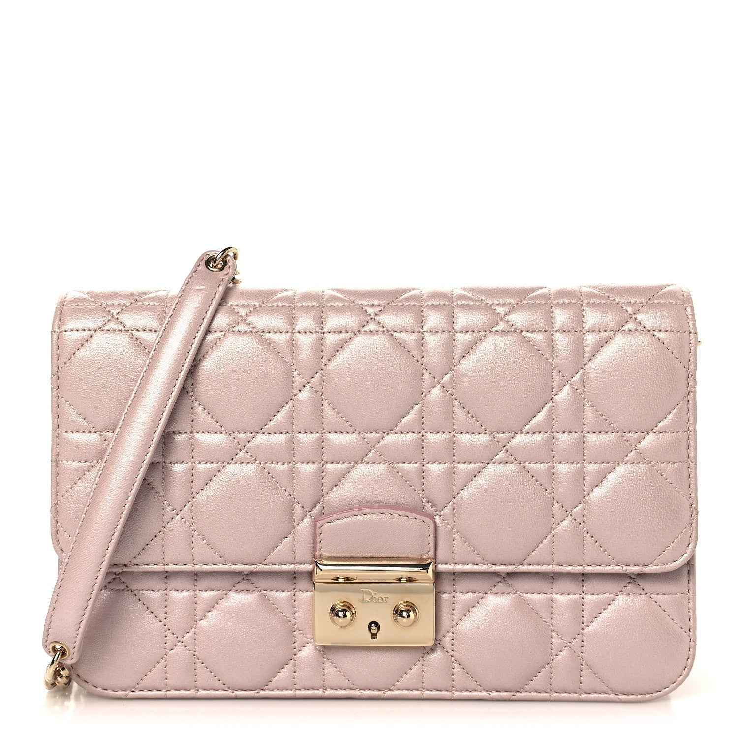 Christian Dior Pearly Lambskin Cannage Miss Dior Promenade Pouch Lotus