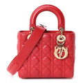 Christian Dior Lambskin Cannage Small Lucky Badges Lady Dior Red